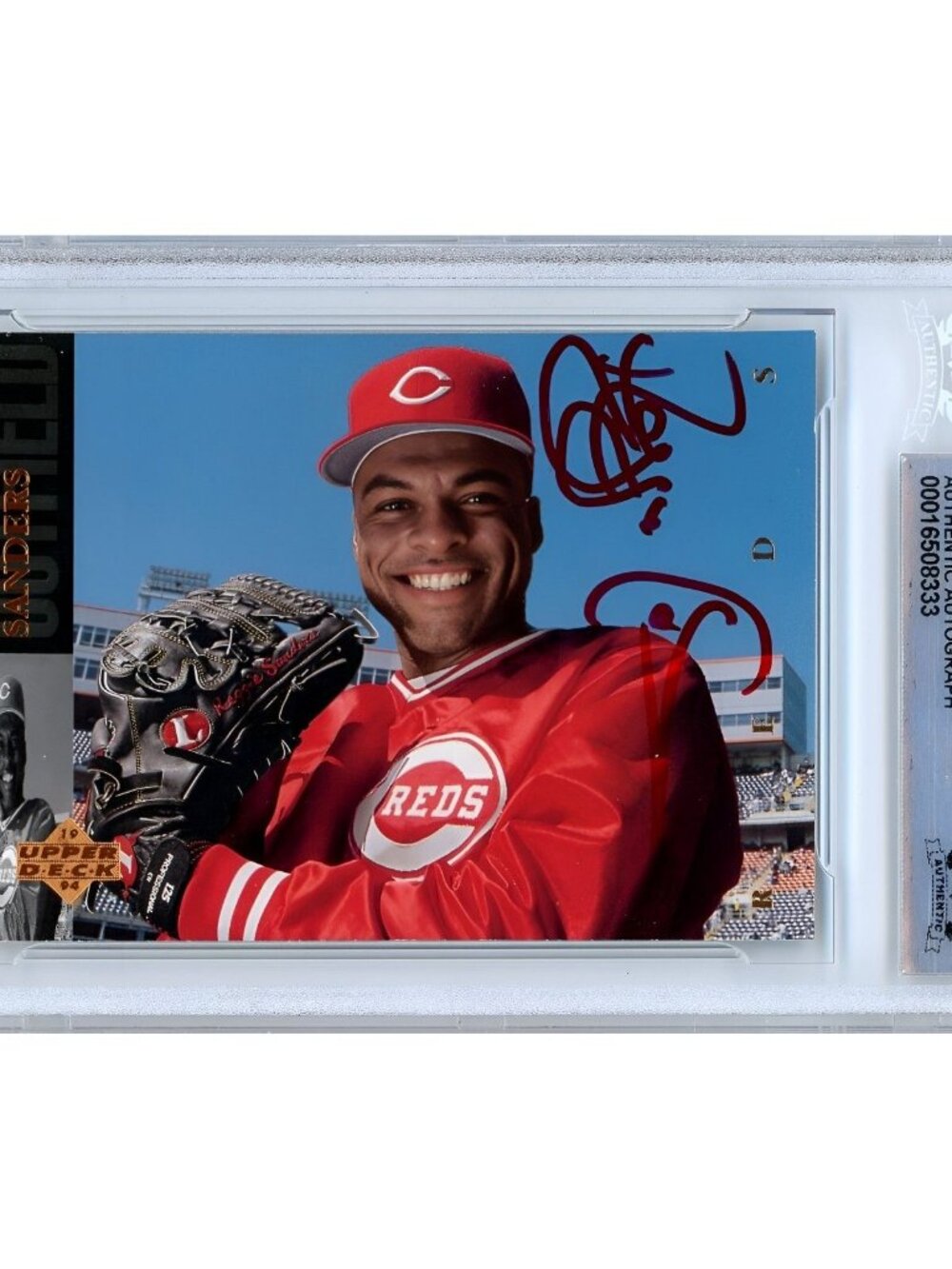 Reggie Sanders Signed 1994 Upper Deck #222 Cincinnati Reds Beckett BAS Slab Auto